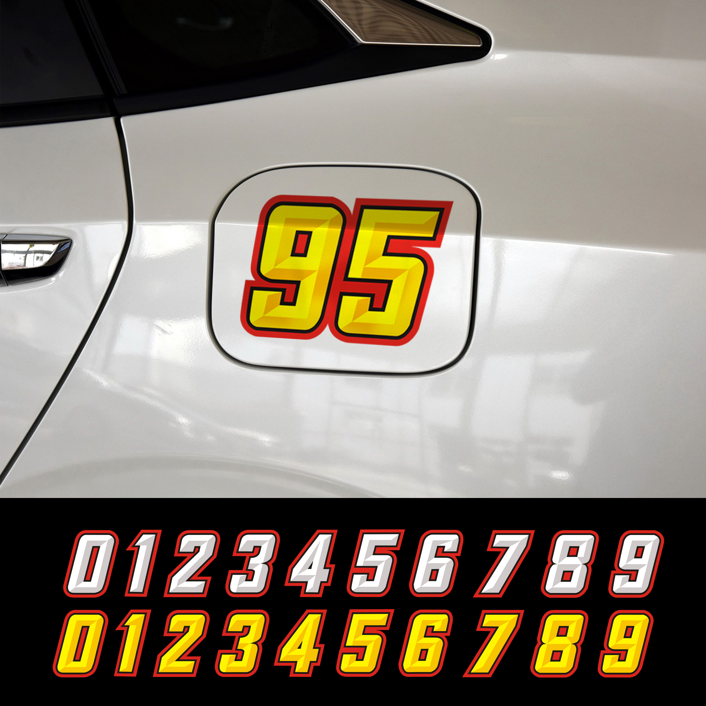 数字号码车贴个性汽车油箱盖划痕遮挡创意摩托电动头盔车队编号贴