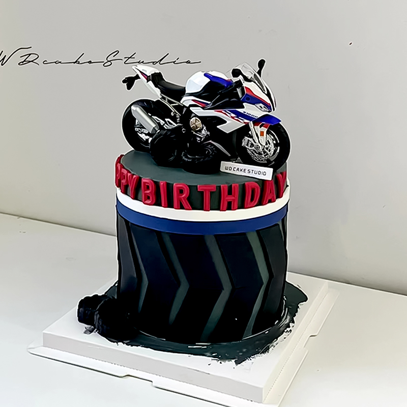 男孩生日蛋糕装饰摆件创意宝马摩托车简易男神派对车旗齿轮插牌