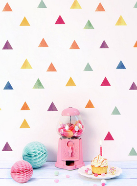 北欧ins几何图形儿童房装饰墙贴纸可移除贴画任意拼贴 水彩三角形
