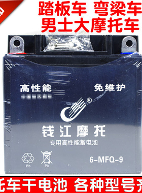 钱江摩托车干电池QJ150GS125弯梁踏板110助力车12N-5A7A9A3b电瓶