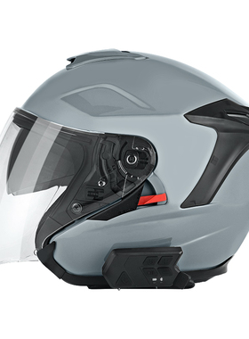 高档3C认证摩托车头盔半盔男带蓝牙耳机内置灰四季大码双镜片四分
