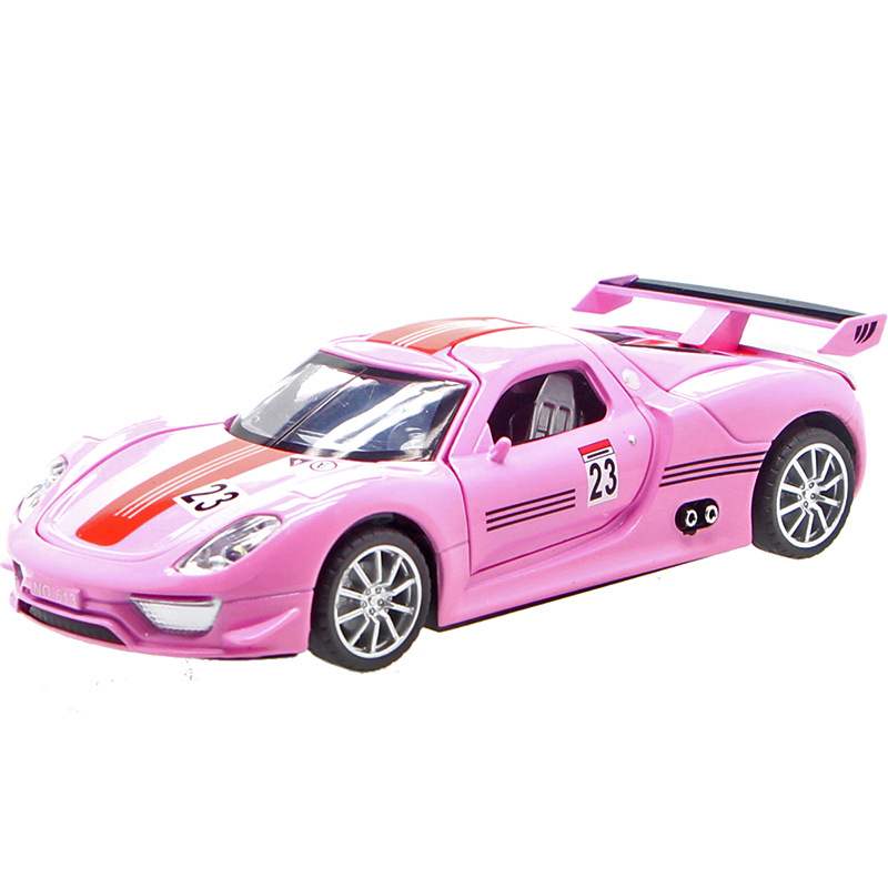 （盒装）1：32合金粉色保时捷超酷赛车车模 旋风少女儿童玩具车