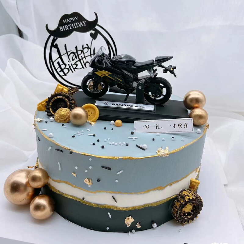 父亲节爸爸老公男神男友生日蛋糕装饰仿真摩托车机车模型蛋糕摆件