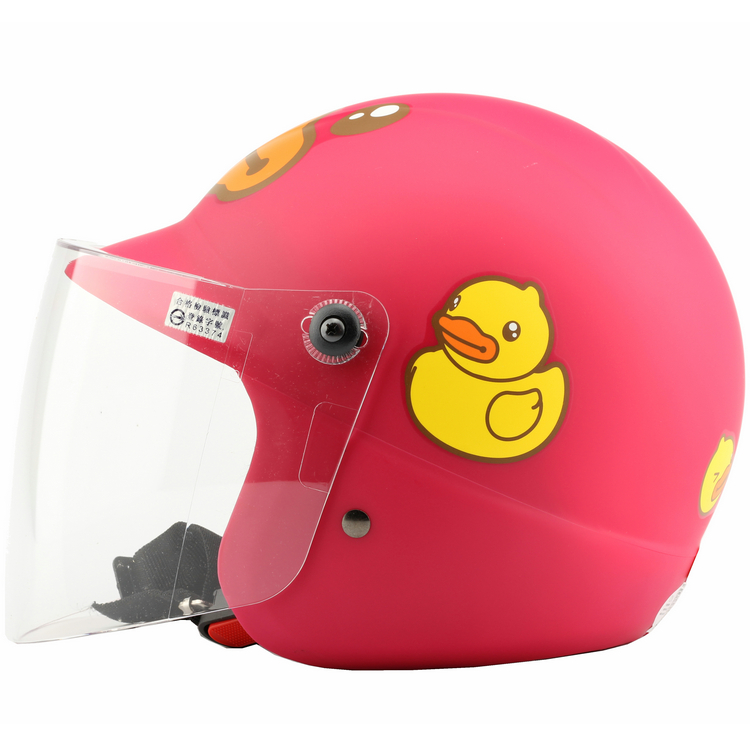 台湾正安小鸭磨砂红色电动摩托车儿童头盔男女小孩安全帽保暖冬季