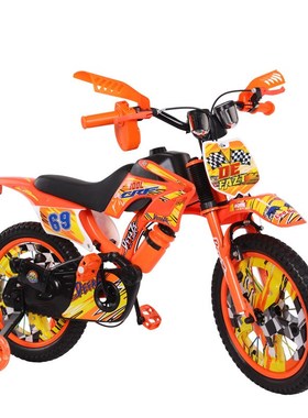 新款摩托式儿童自行车12 16寸越野款女童车 3-4-5-6岁小男孩单车