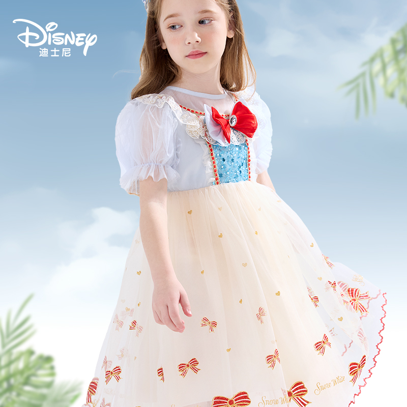 迪士尼女童连衣裙夏装新款白雪公主裙子儿童节日洋气礼服蓬蓬裙