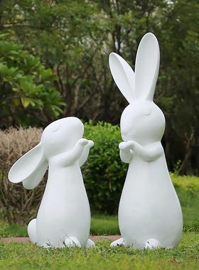 玻璃钢抽象兔子雕塑户外小区草坪动物商铺装饰大摆件园林景观小品