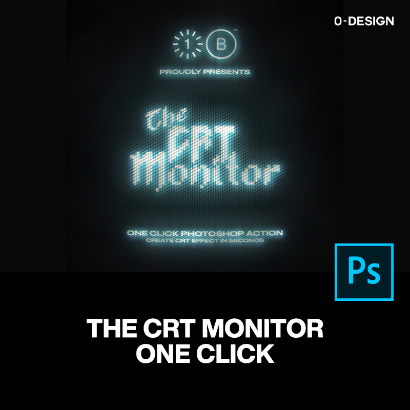 潮流复古逼真老式CRT屏幕显示器像素ps动作插件logo特效生成模板