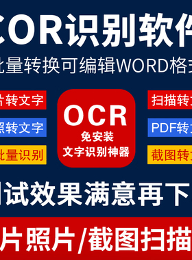OCR离线识别软件扫描件pdf转WORD图片照片截图转文字excel表格JPG