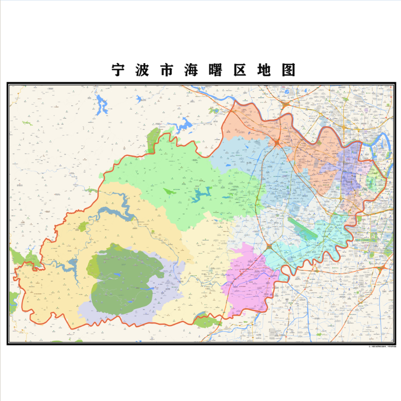 宁波市海曙区地图2023年行政区划市区主城区街道交通地图图片素材