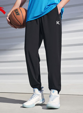 安踏男裤2024夏季新款纯色logo常规速干束脚透气篮球裤休闲运动裤