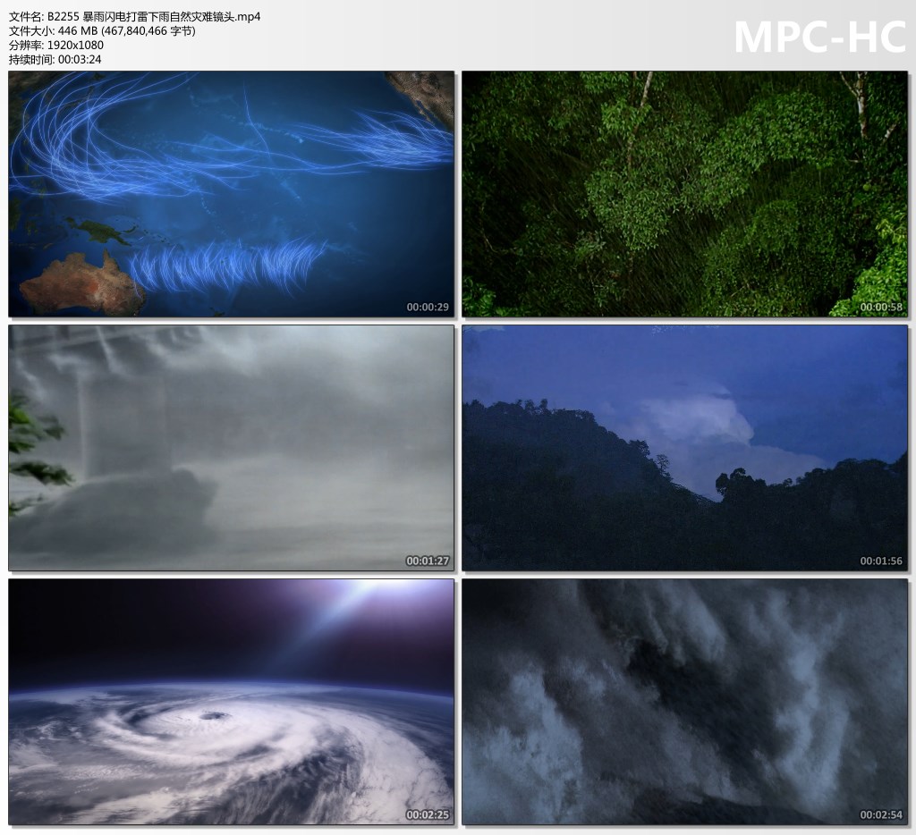 台风 暴风雨恶劣天气 暴雨闪电打雷下雨自然灾难镜头高清视频素材