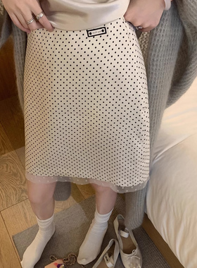 法式波点白色半身裙女高腰小个子2024新款夏季A字短裙子显瘦气质