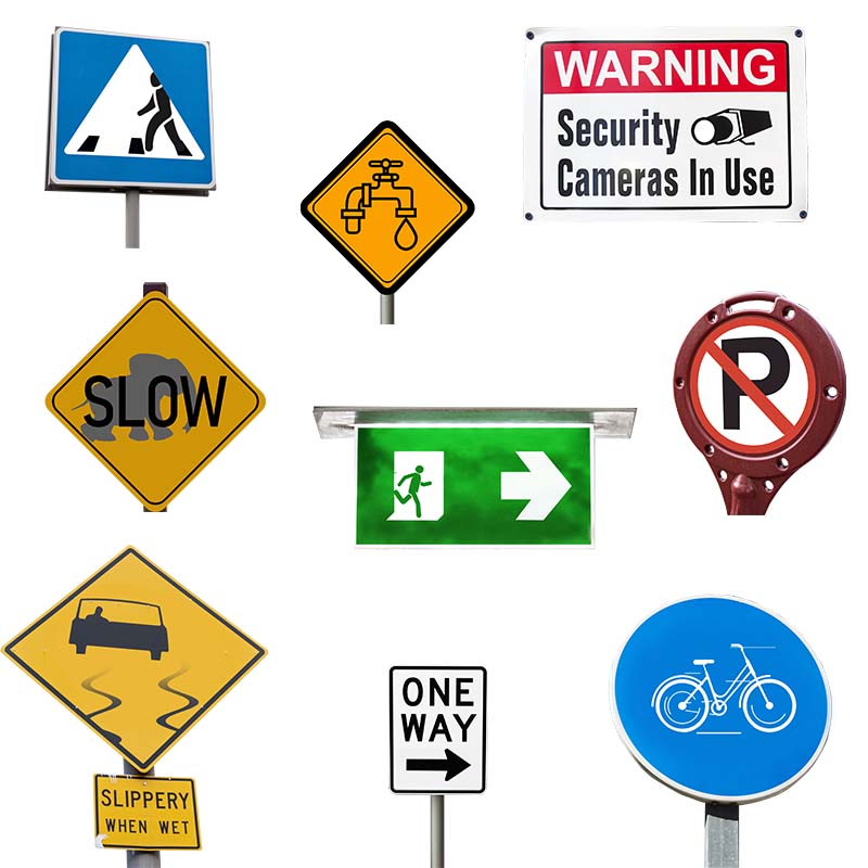 视频素材道路交通规则信号人行道减速监控标识标志MG095
