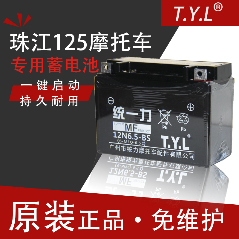 力摩托车电池12v6.5电2a蓄池宗申珠江豪江CG15专用电瓶干电池