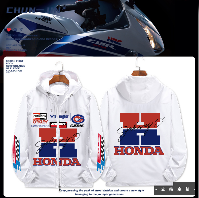 HONDA本田摩托车联名MotoGP复古赛车骑行连帽上衣男女夹克外套潮