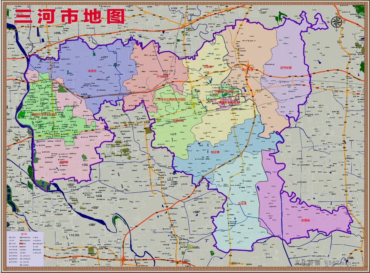 2021年3月河北廊坊三河市百度版行政交通旅游乡镇村落分布地图