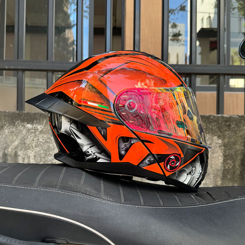 ORZ摩托车头盔男女揭面盔双镜大尾翼可装蓝牙四季3C认证新国标