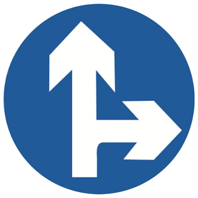 筑采ZHUCAI标志牌反光交通安全标牌（直行和向右转弯）φ60cm国标