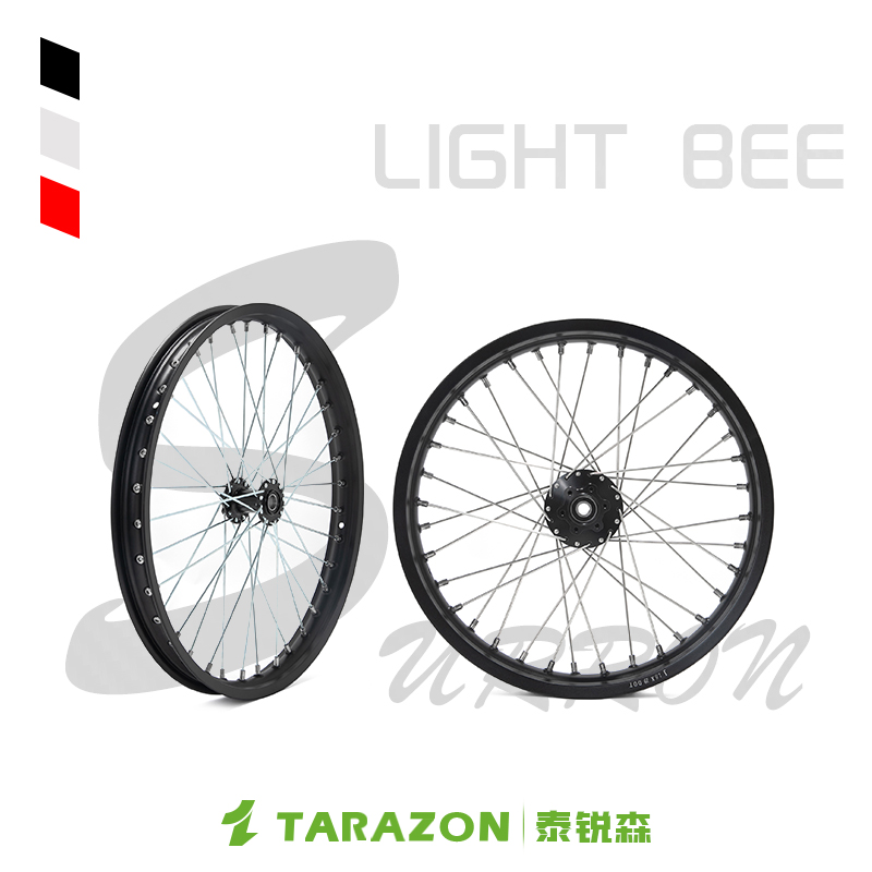TARAZON适配虬龙轻蜂越野摩托车斜拉式真空辐条轮组改装件