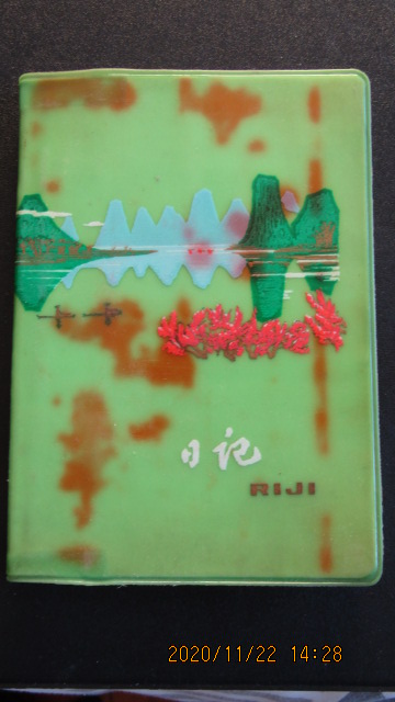 80年代沈阳“山水”塑皮50开本日记本 国画花卉插图 几页有写字