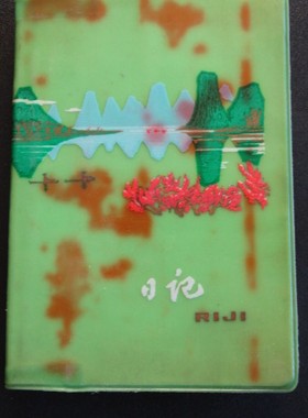 80年代沈阳“山水”塑皮50开本日记本 国画花卉插图 几页有写字