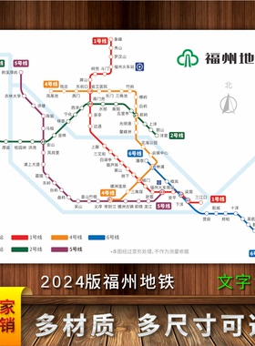 2024新版福州地铁线路图城市出行交通铁轨旅游网线示意图海报印制