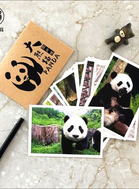 成都熊猫明信片套装四川特色旅游景点写真基地纪念品文创祝福卡片