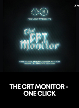 潮流复古怀旧电子CRT显示器像素logo屏幕ps动作插件特效生成模板