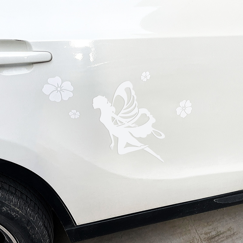 汽车划痕贴纸个性创意白色车身刮痕遮挡遮盖保险杠车门贴花朵车贴
