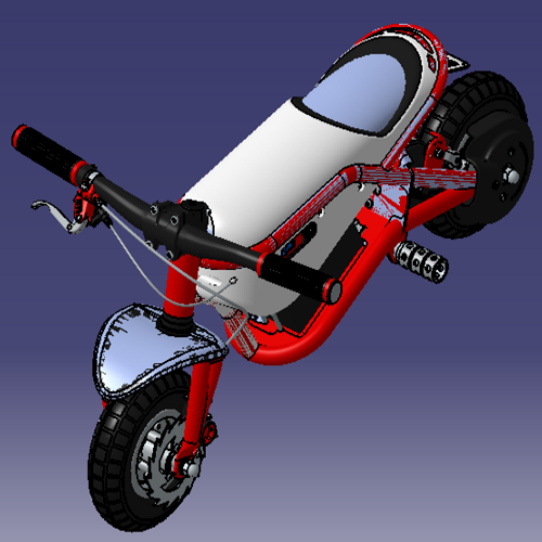1米小型电动自行车摩托车造型3D三维几何数模型两轮电动车电瓶车