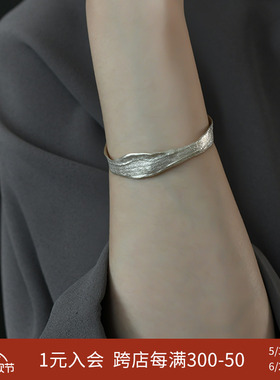 L.Bardeen新中式复古古法织纹925纯银手镯女2024新款高级轻奢手环