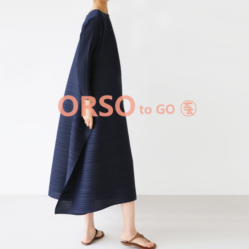 ORSO褶皱大长裙女夏2020新款气质韩版冷淡风连衣裙极简慵懒风