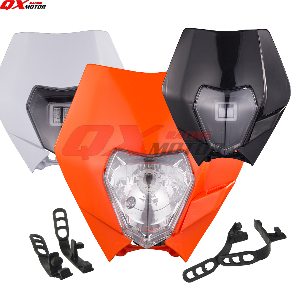 适合KTM越野摩托车改装鬼脸大灯头灯罩鬼脸灯S2 LED摩托车前大灯