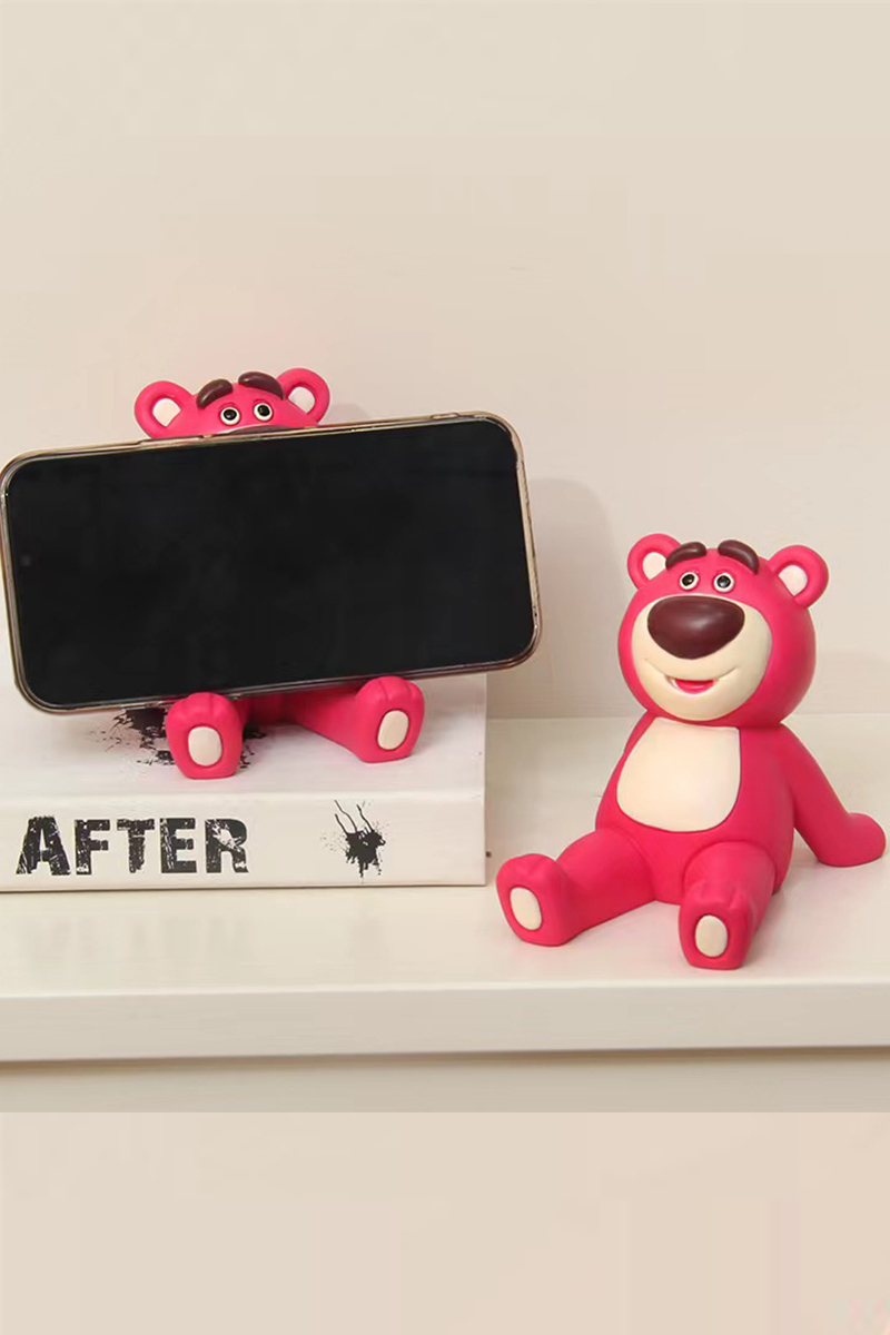 粉色草莓小熊手机平板支架可爱创意桌面卡通摆件少女心座礼物简约