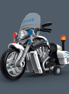 惯性声光摩托车警察巡逻车模型带灯带音乐儿童玩具六一礼物