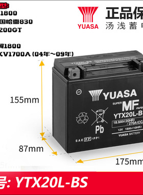 汤浅摩托车电瓶YTX20L-BS哈雷肥仔夜路德YTX14-BS免维护启动电池