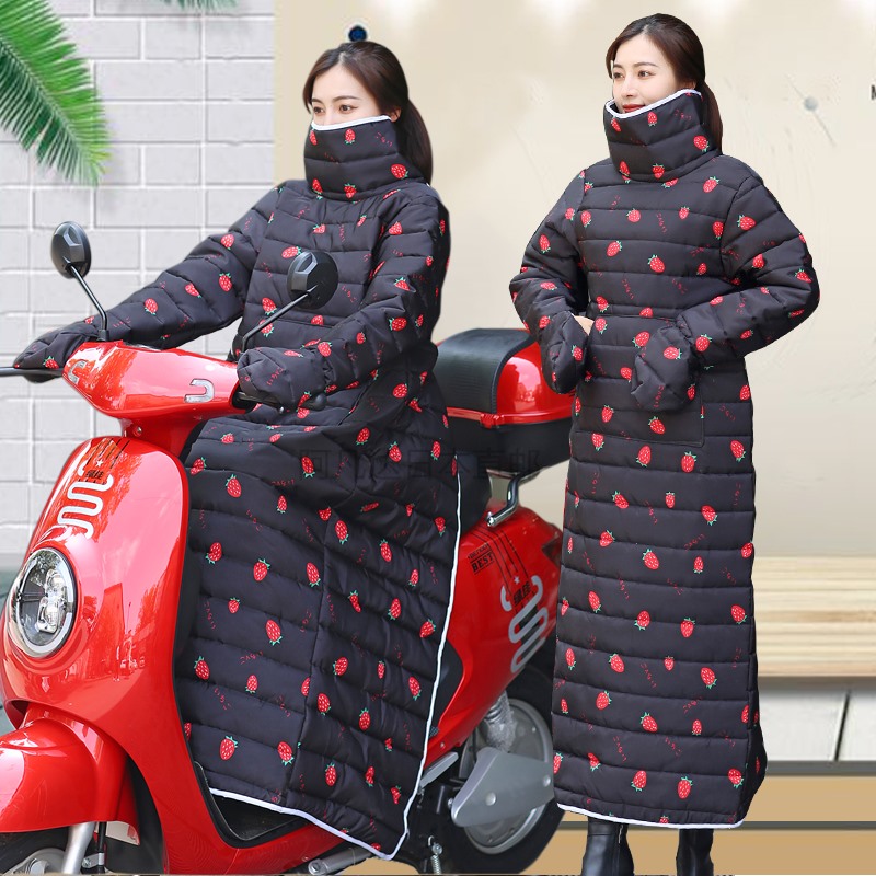 日本电瓶车挡风被冬季骑车防寒电动车摩托车防风防水保暖挡风衣罩