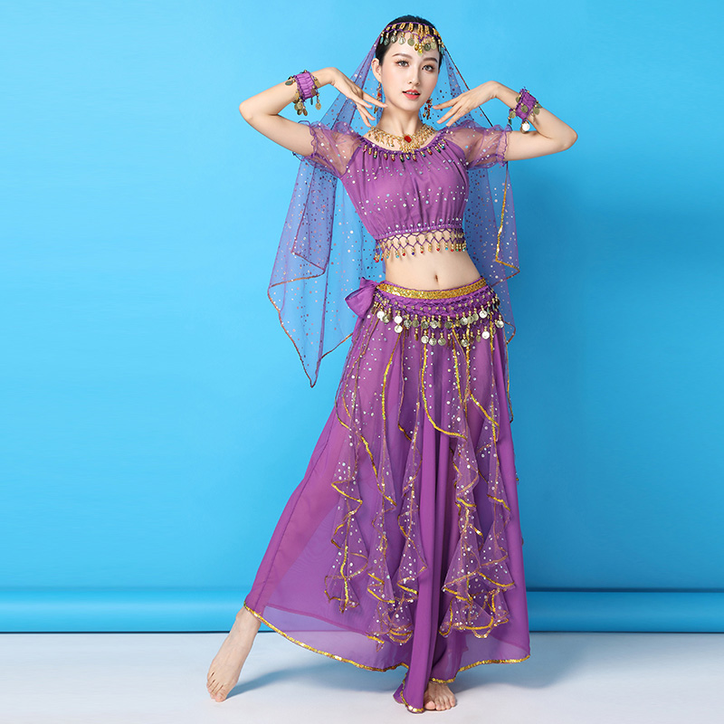 肚皮舞演出服女西域沙漠天竺舞蹈服新疆民族舞服女成人印度舞服装