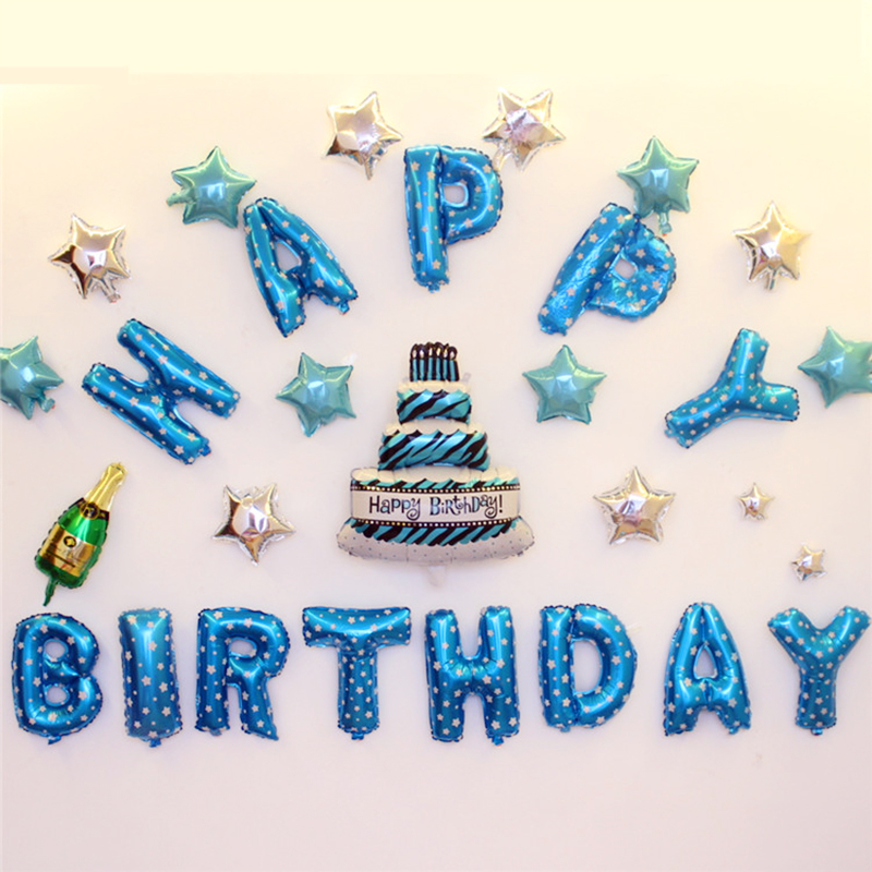 生日背景墙布置装饰套餐蓝色生日主题五角星星成人儿童生日会布置