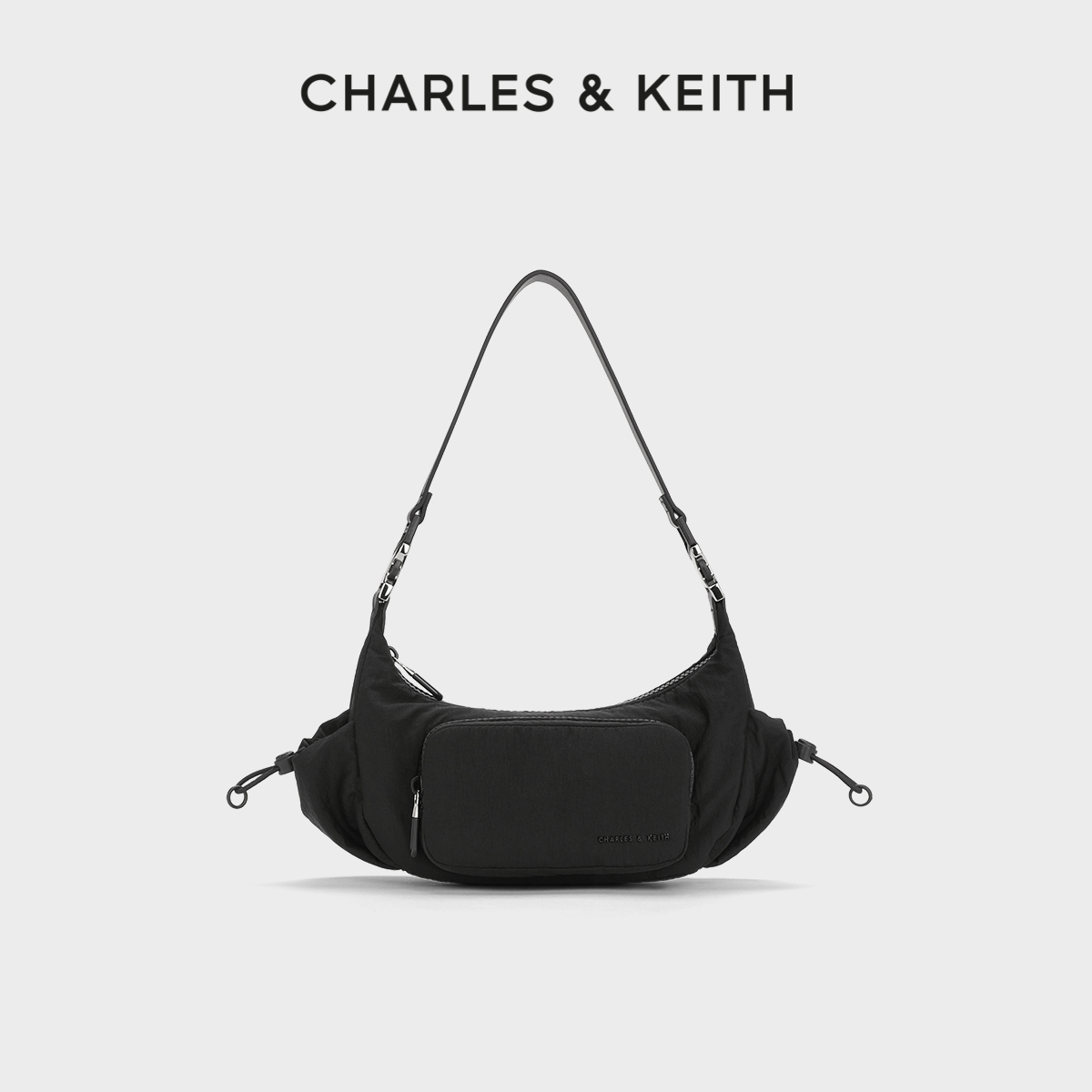 【618折扣】CHARLES＆KEITH女包CK2-20782270尼龙拉链口袋机车包