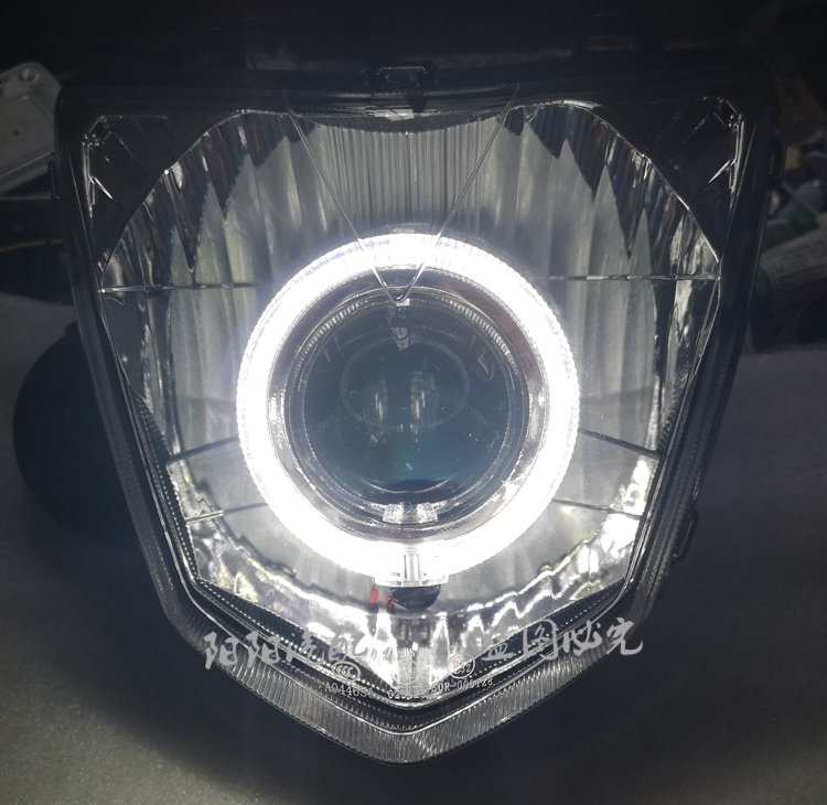 雄帅WH150-7摩托车前大灯总成改装透镜天使眼氙气灯鱼眼爆亮