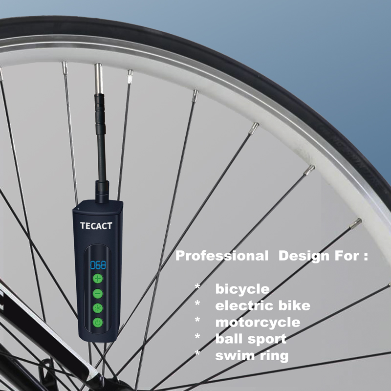 TECACT 便携智能电动充气泵 高压130psi 适合自行车电动车摩托车