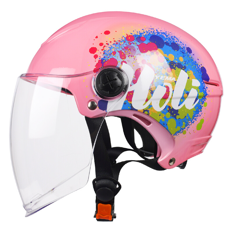野马3C认证电动摩托车儿童头盔男孩女夏季可爱小孩宝宝半盔安全帽