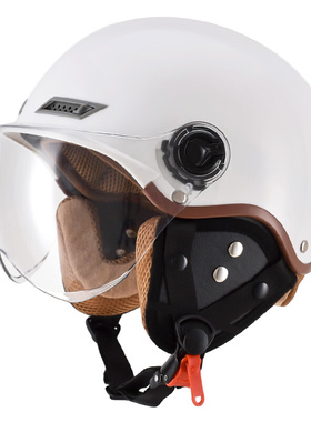 双镜片3C认证四季通用电动摩托车头盔灰防晒半盔男女可拆卸护耳冬