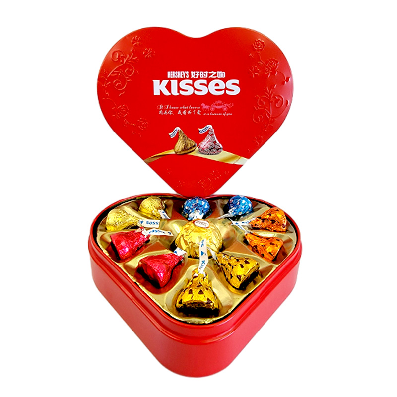 kisses好时巧克力10颗+费列罗巧克力1颗心形铁盒礼盒装结婚喜糖