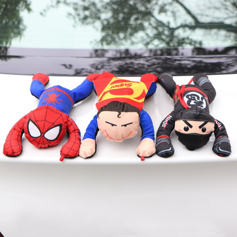 机车油箱装饰摩托车磁吸玩偶汽车磁铁公仔蜘蛛侠超人摆件可爱忍者