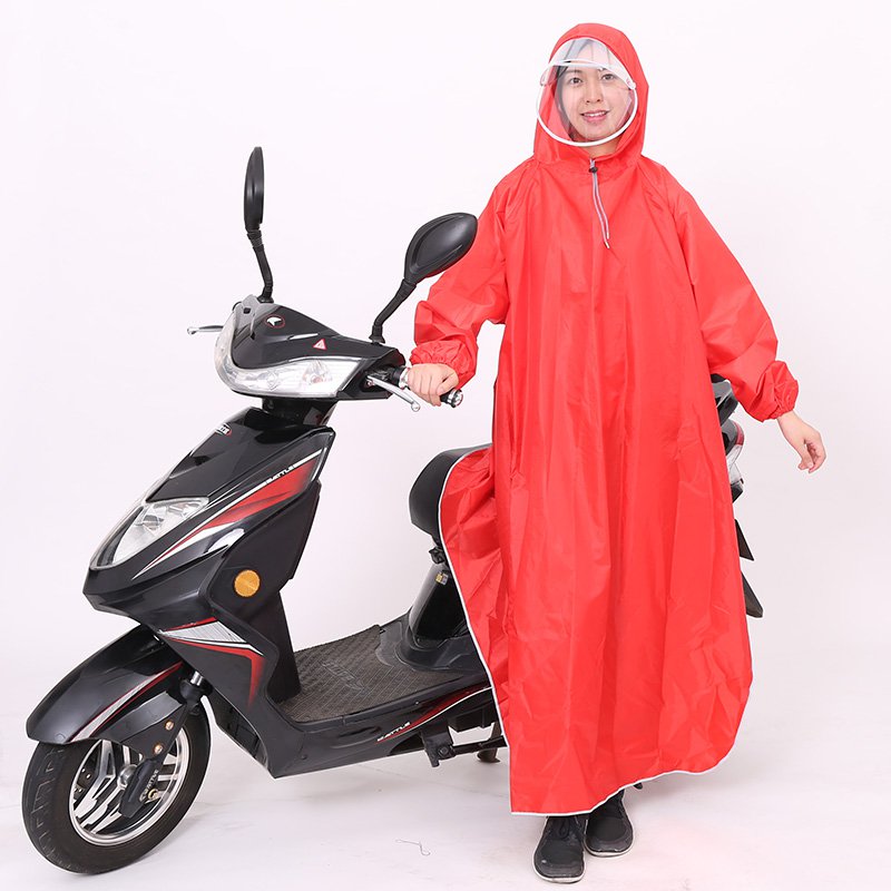 牛津布双帽檐有袖雨衣电动车雨衣女摩托车雨衣单人双人雨衣自行车