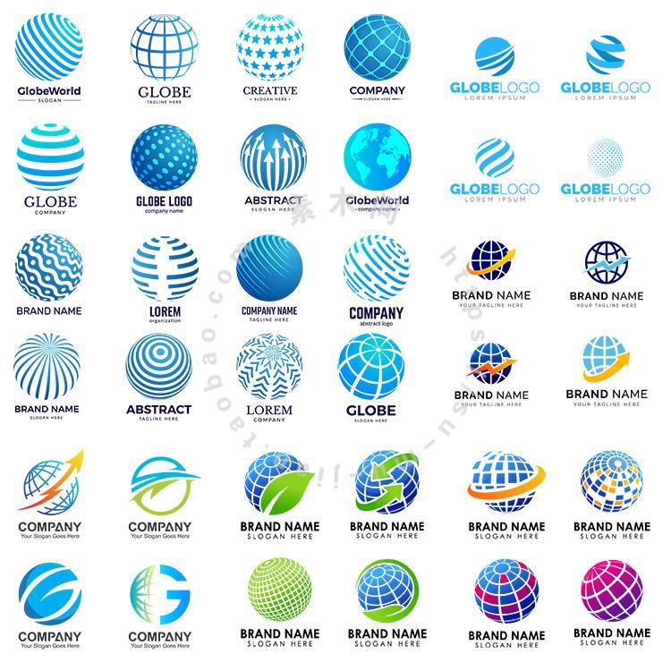 地球图形标志 网络科技互联网公司LOGO图标 AI格式矢量设计素材