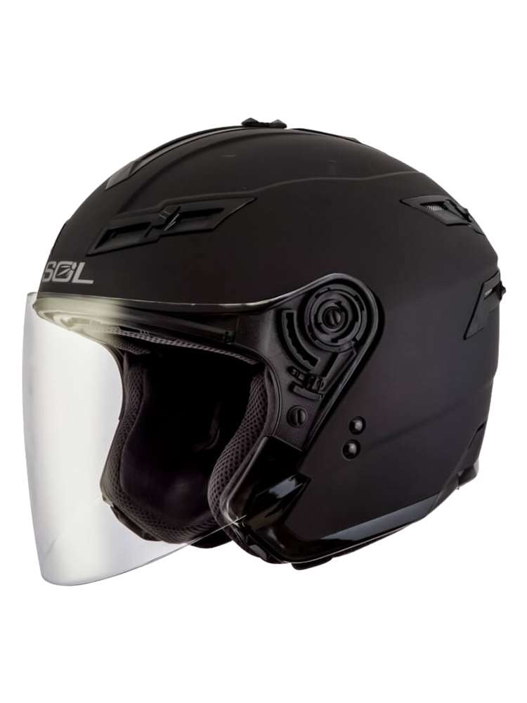 新款中国台湾SOL摩托车头盔抗UV双镜片男女四季半盔可拆下巴尾灯S